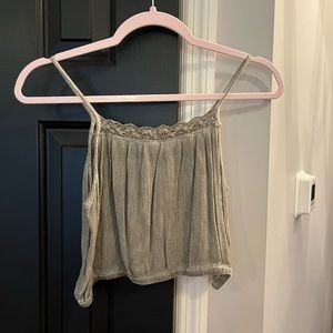 Green/gray crop top